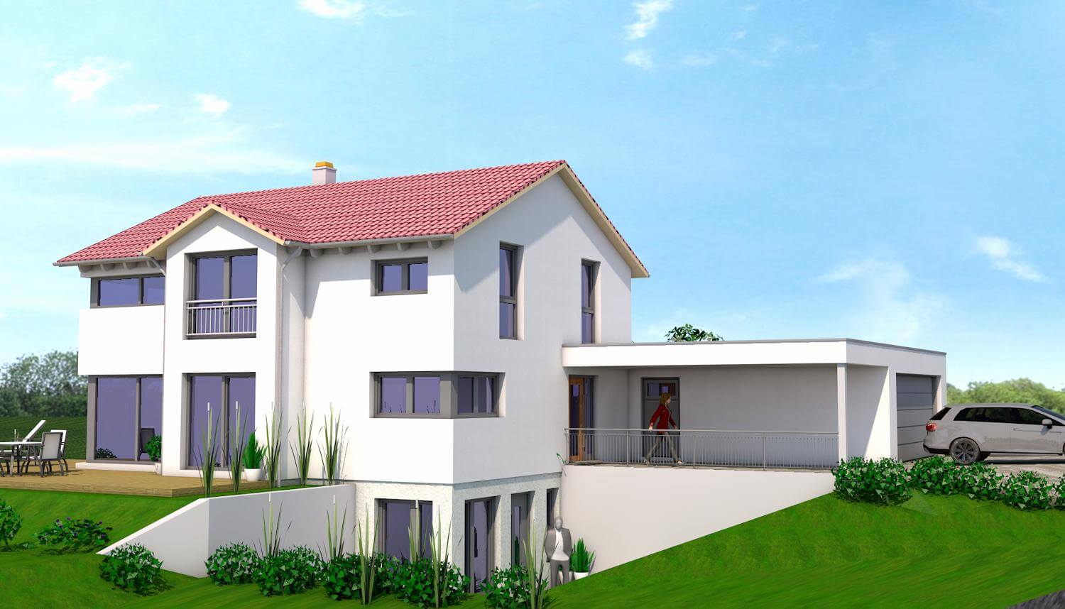 Einfamilienhaus mit Einliegerwohnung, Garage und Carport