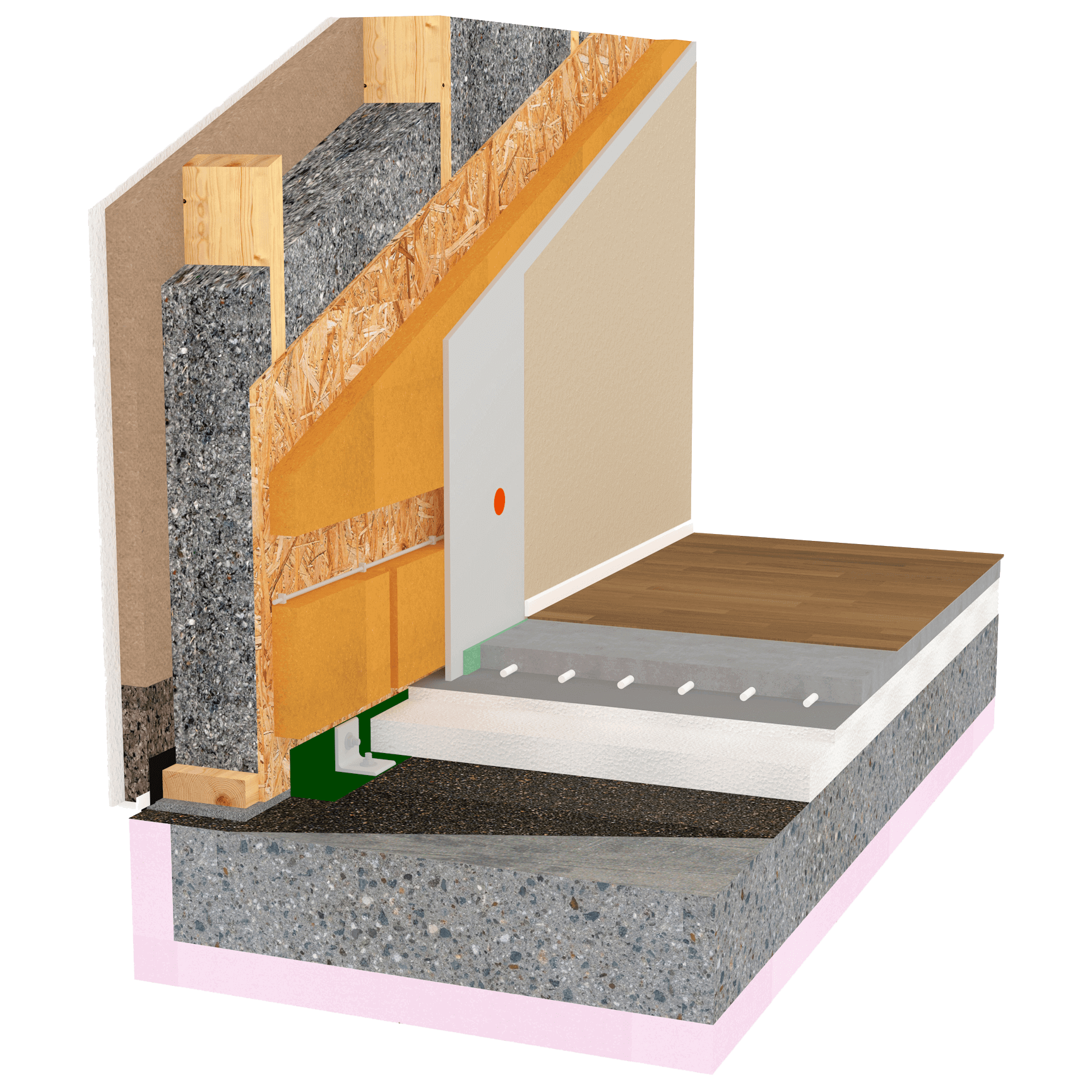 Wandaufbau Holzrahmenbau Dampfsperre
